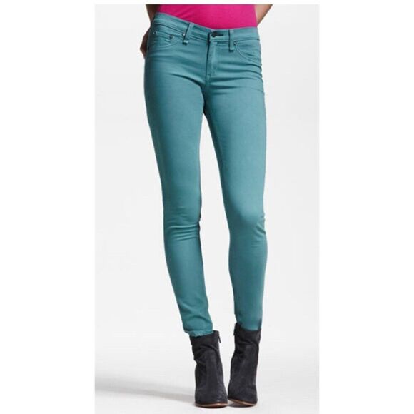Rag & Bone Jean Denim Stretch Legging Pants Atlantic Blue Teal Mid Rise 24 0 - Picture 1 of 7